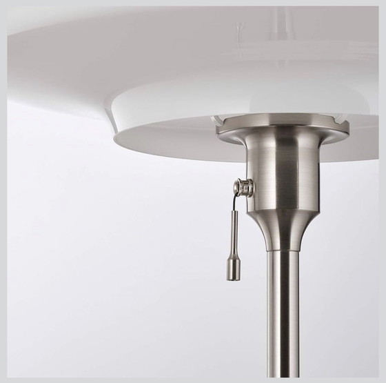 Image 1 of IKEA TÄLLBYN designer floor lamp | Glass opaline shade | brushed chrome | cord dimmer (upgrade) | 2000-2010