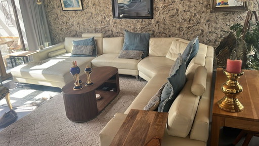 Leather corner lounge - 10-seater with lounger