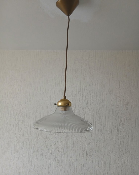 Image 1 of Suspension en verre Holophane - 27 cm - Vintage