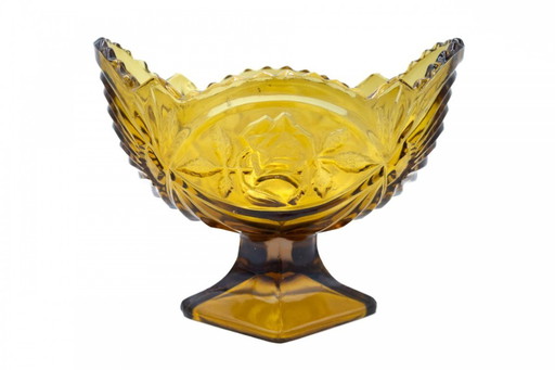 Amber jardiniere "rose", Ząbkowice glassworks, Poland.