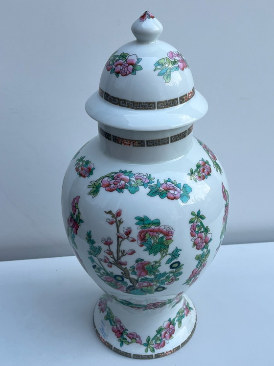 Grande Vaso Coperchiato Limoges 38cm Ulysse Paris Peonie, Vasi, Porcellana, Verde (foto 2 di 8)