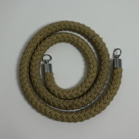 Coppia di Barriere a Corda Cromate Vintage con Cordone in Fibra Naturale Intrecciata, Europa, Anni '50-'60 (photo 12 of 20)