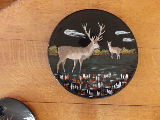 Set of large plate and wall plates with hunting theme Emaux de Longwy, Crockery, Ceramic, Multi Color (photo 3 of 11)