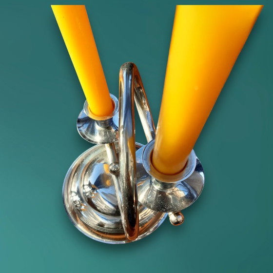 Image 1 of Paire de chandeliers Art Déco chromés