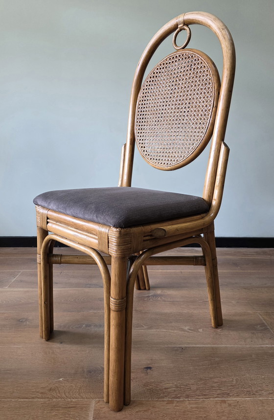 Image 1 of Vintage rotan stoelen met cane rug | set van 4