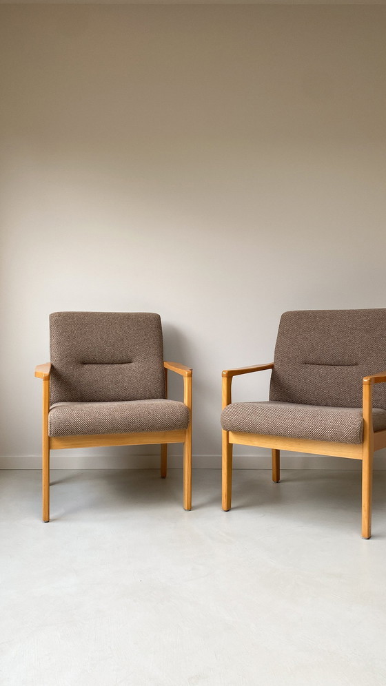 Image 1 of Coin salon vintage en bois / canapé et 2 fauteuils