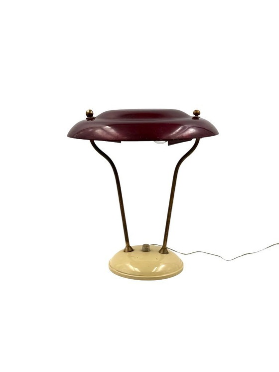 Image 1 of Mid-Century Messing Tisch / Schreibtischlampe, Frankreich ca. 1950