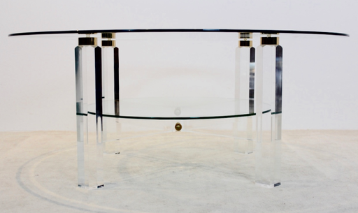 Luciet, messing en glazen salontafel