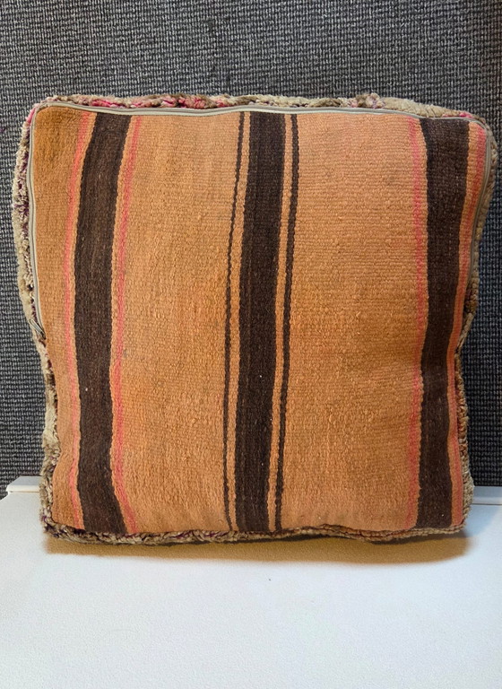 Image 1 of Pastelkleur poef, vintage berber zitkussen 