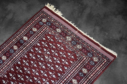 Vintage Red Hand-Woven Oriental Bokhara Rug, 1960s