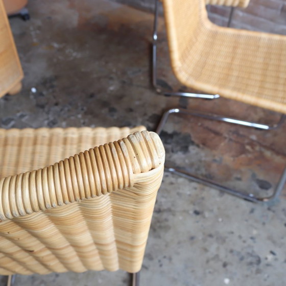 Image 1 of Set 4 rieten buisframe Chroom design jaren 80