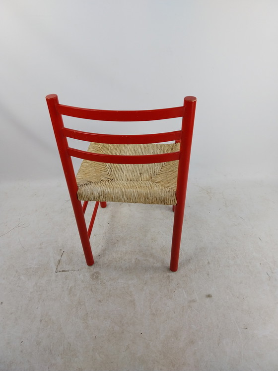 Image 1 of 2 x Rode Scandinavische Eetkamerstoelen 1960's