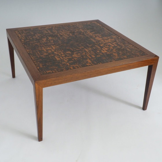 Image 1 of Mid-Century Modern salontafel van teakhout en koper van Severin Hansen