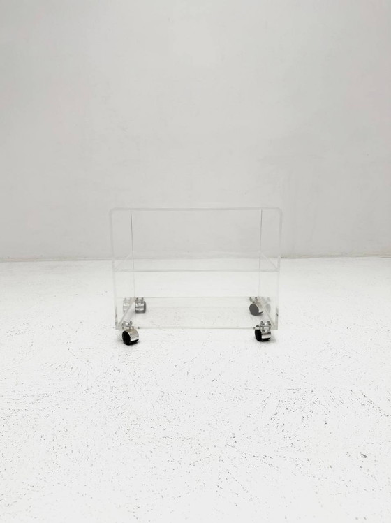 Image 1 of Space Age side table small made of plexiglass on castors