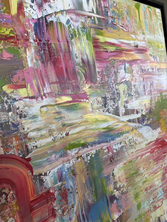 Image 1 of Œuvre d'art 90 x 70 cm avec cadre flottant noir.