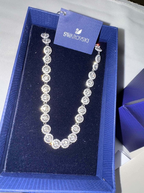 Image 1 of Set di gioielli Swarovski con angeli, collana, bracciale e orecchini, con scatola.