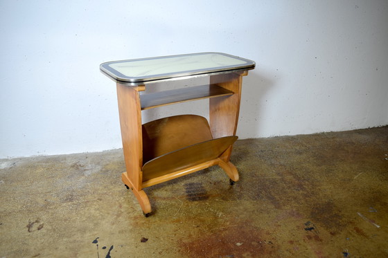 Image 1 of Table roulante vintage des années 1950, chariot de service, porte-journaux, table d'appoint