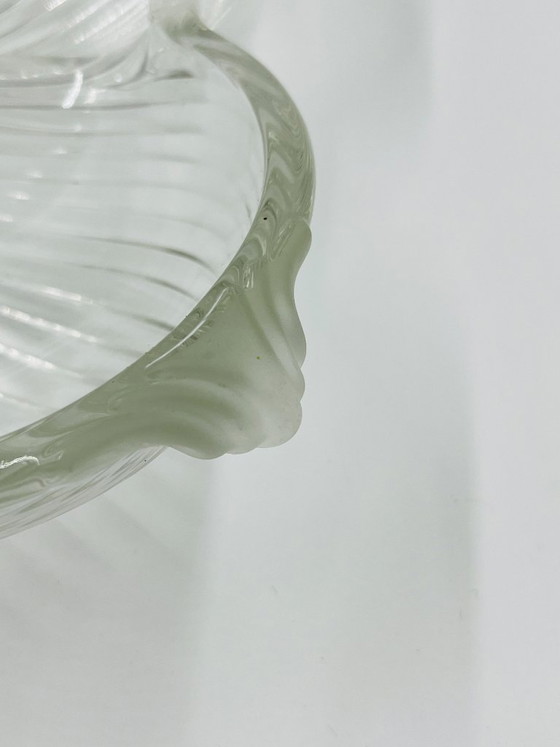 Image 1 of Art Deco molded glass dish with flower
