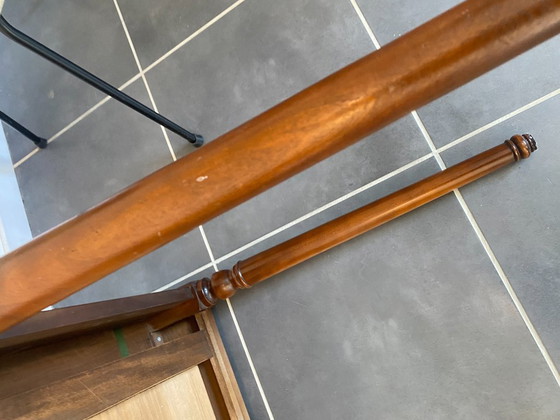 Image 1 of Bureau ancien merisier et marqueterie 2 tiroirs et 2 tablettes 112x60 h76cm