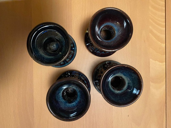 Set di 4 Portacandele Vintage in Gres Søholm, Modello 3339, Soholm,, Ceramica, Blu (foto 5 di 5)