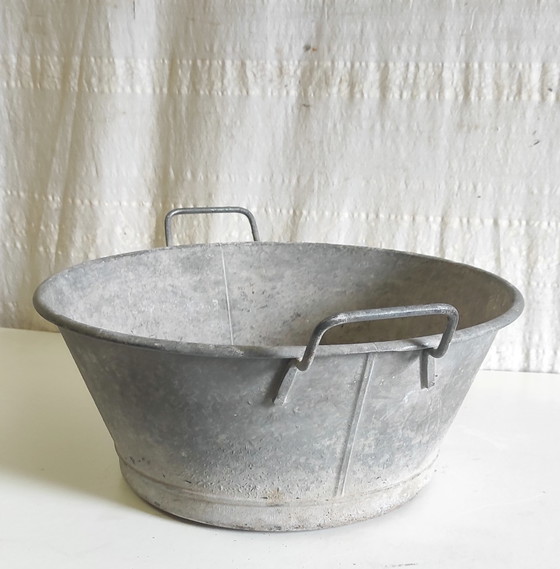 Vintage zinken wasbak - midden 20e eeuw – Plantenbak, Metal (photo 3 of 6)