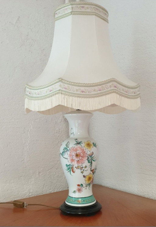 Vintage Chinese Ceramic Table Lamp | Hand-Painted | 80 cm