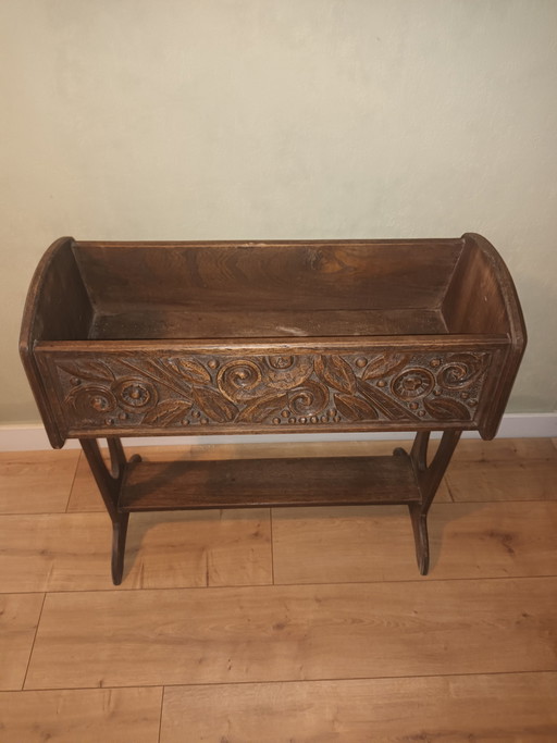 Art nouveau houten plantenbak