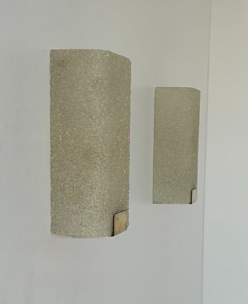 Pair of perspex and brass sconces, France 1960