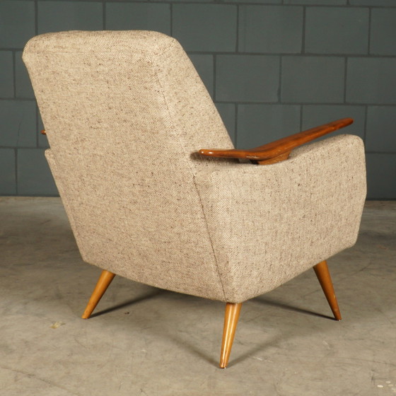Image 1 of Vintage club/lounge armchair - wooden armrests - 1960s