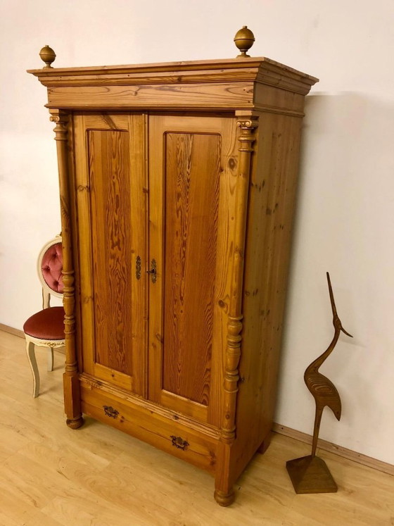 Image 1 of Softwood wardrobe, farmhouse wardrobe, antique wardrobe, Gründerzeit wardrobe, country-style wardrobe, hall wardrobe circa 1890
