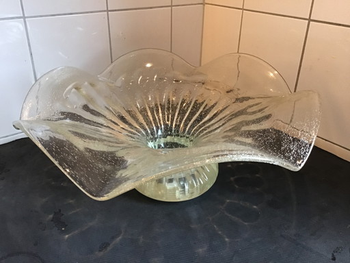 XL Vintage Murano Centerpiece gewellte Blasen Schale, seltene Größe