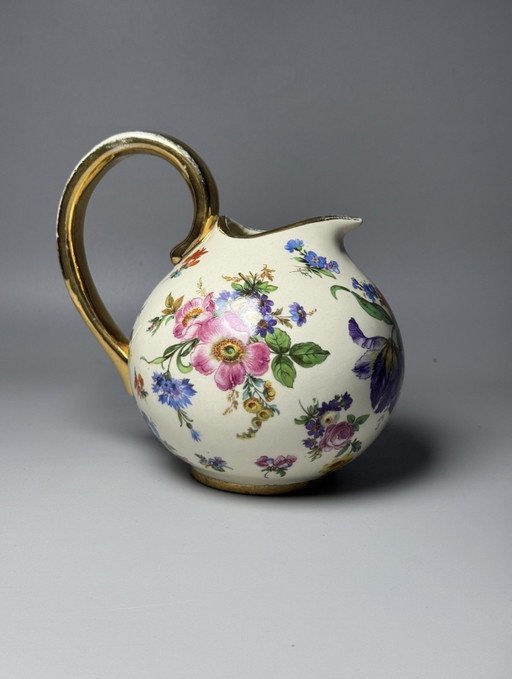 Brocca Art Déco Boch Frères Keramis “Fleurs de Saxe” – La Louvière, c. 1930