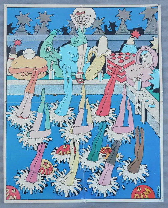 Jaren 70 Bob Lawrie voor Dim Franse Pop Art Mode Reclame Poster – Paper, Mid Century Modern (photo 8 of 8)