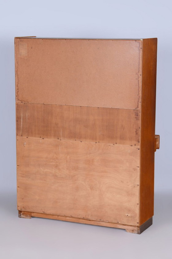 Restored Art Deco Display Cabinet, Oak and Glass, Czech, 1940s – Jitona, Metal (photo 7 of 15)
