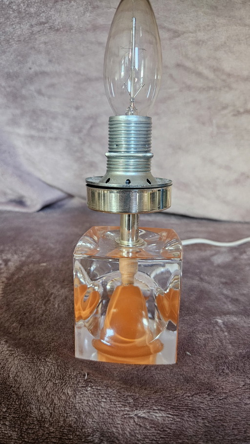 Lamp base cube resin orange retro