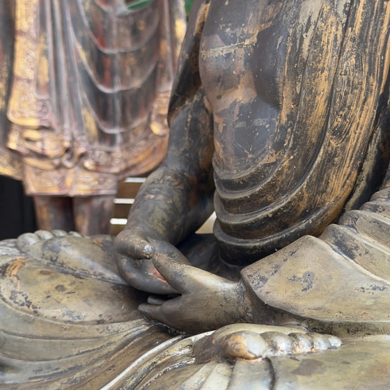 Buda japonés, c. 1900 (período Meiji o finales del siglo XIX / principios del XX), bronce con restos de (photo 10 of 11)