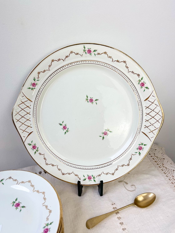 Image 1 of Set di 11 piatti piccoli + piatto in porcellana vintage L'Amandinoise motivo floreale