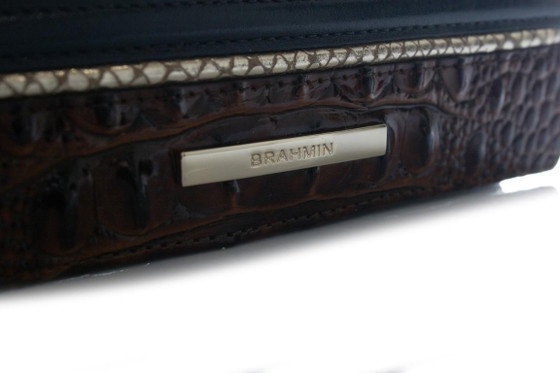 Image 1 of Brahmin, croc embossed brown blue leather wallet