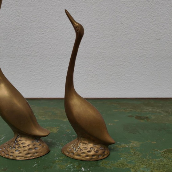 Image 1 of Vintage brass statue of Swans or Geese set by Rosenthal Netter