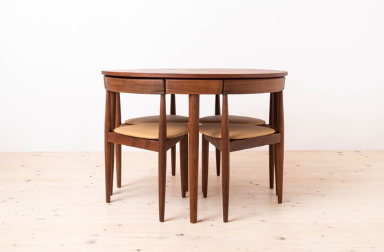 Image 1 of Teak Dining Set by Hans Olsen, 4 Chairs, Round Table, Danish Modern, 1950s
