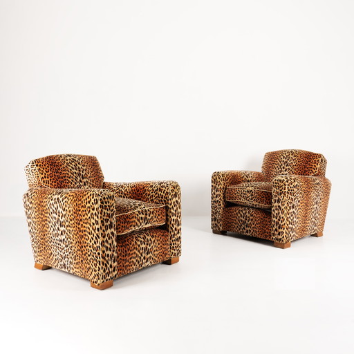 Travail Décorateur, Pair of Leopard Armchairs, c.1930