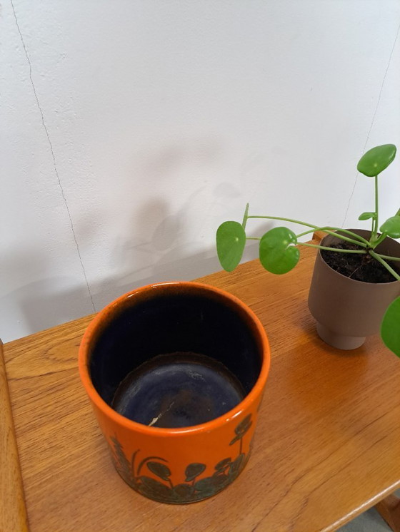 Image 1 of Pot de fleurs en céramique orange, Allemagne de l'Ouest, n° 4