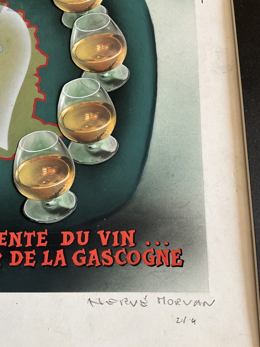 Original French Armagnac Advertising Artwork by Hervé Morvan – schilderijen tekeningen, Paper (photo 2 of 8)
