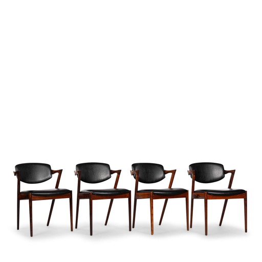 Danish Design Rosewood Z-chair Model 42 by Kai Kristiansen, set of 4