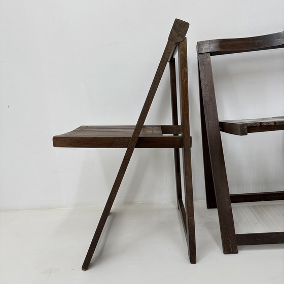 Image 1 of Set of 3 Aldo Jacober for Alberto Bazzani Wooden Folding Chairs, 1960’s