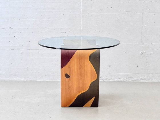 Carlo Malnati – Table de salle à manger sculpturale avec incrustations et plateau en verre, Italie, années (photo 8 of 11)