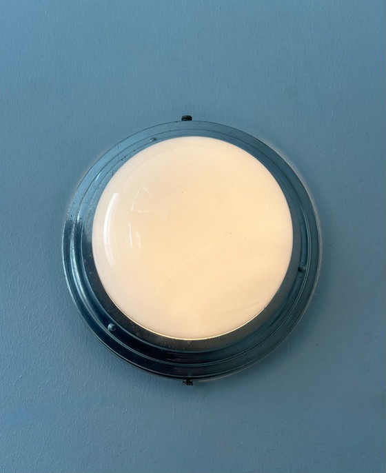 Image 1 of Lampada da parete vintage art déco, cromo e opalina, Francia 1930