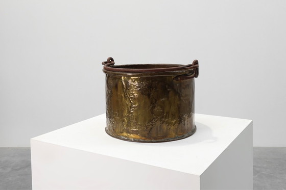 Image 1 of Large Antique Hand-Hammered Copper Kettle, France, 19th Century