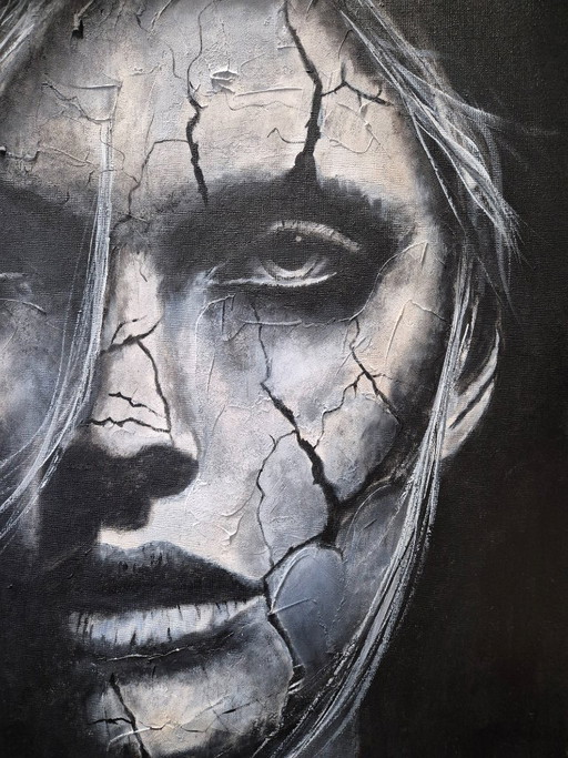 When The Skin Breaks - Mixed Media Painting – schilderijen tekeningen, Canvas (photo 2 of 12)