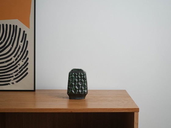 Ceramic vase, German design, 1970s, made in West Germany, Green, Vintage (photo 8 of 8)